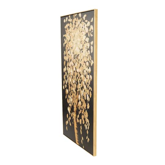 30" x 59" Black Polystone Tree with Gold Foil Accents Framed Wall Art